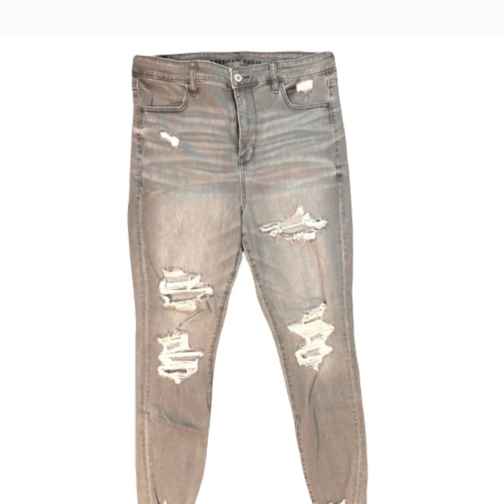Women's Distressed Gray Jeans